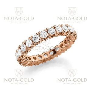Женское кольцо с 23 бриллиантами по всей окружности из красного золота 0,69 карат (Вес: 3 гр.)