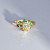 Женское золотое кольцо цветок с крупным бриллиантом, сапфирами и изумрудами (Вес 4,5 гр.)
