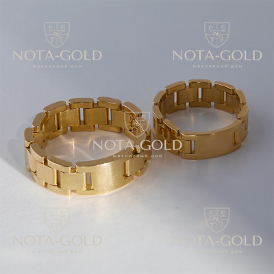 Обручальные кольца браслетного типа из желтого золота (Вес 18,4 гр.)