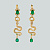 Женские серьги из желтого золота в виде змеи с бриллиантами и изумрудами (Вес 14 гр.)