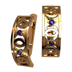 Женские серьги 40843 из желтого золота с сапфирами (Вес 3,1 гр.)