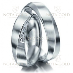 Обручальные кольца на заказ из белого золота с бриллиантами (Вес пары: 10 гр.)
