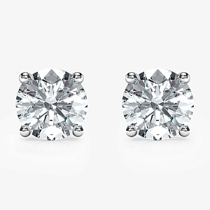 Женские серьги пусеты гвоздики с бриллиантами 0,5ct 5мм на четырех крапанах (Вес 2 гр.)