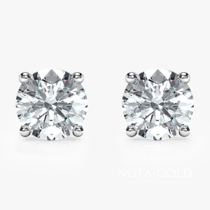 Женские серьги пусеты гвоздики с бриллиантами 0,5ct 5мм на четырех крапанах (Вес 2 гр.)