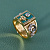 Золотой перстень с бирюзой, бриллиантами, головой быка, змеями и гравировкой (Вес 17,3 гр.)