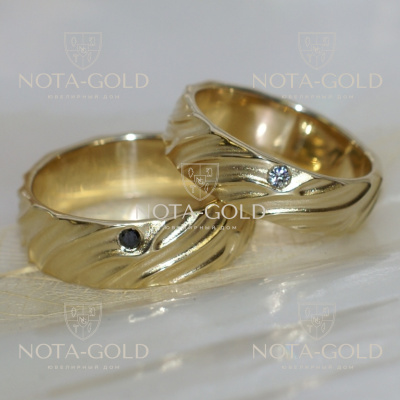 Матовые обручальные кольца с орнаментом в растительном стиле (Вес пары: 14,5 гр.)