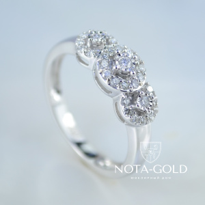 Помолвочное кольцо  из белого золота с бриллиантами 1,44 карат (Вес: 3 гр.)