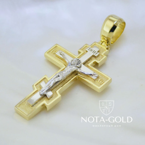 Православный нательный большой крест из золота эксклюзивного дизайна (Вес: 23 гр.)