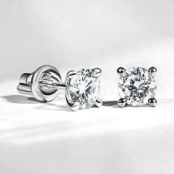 Серьги пусеты из белого золота с крупными бриллиантами (Вес 2,5 гр.)