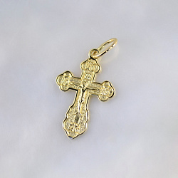Золотой крестик из жёлтого золота с распятием и молитвой (Вес 1 гр.)