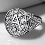 Кольцо-печатка с монограммой буква А из белого золота с бриллиантами (Вес 14 гр)