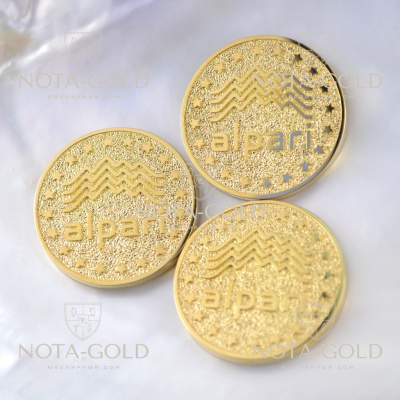 Подарочные медали из жёлтого золота к юбилею компании на заказ (Вес: 28 гр.)