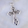 Эксклюзивный крест из белого золота Распятие Иисуса Христа и лик Божья Матерь (Вес 15 гр.)