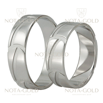 Обручальные кольца из серебра / белого золота на заказ в растительном стиле (Вес пары: 12 гр.)