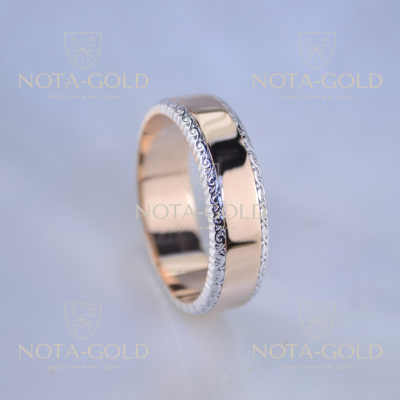 Женское широкое кольцо из золота с узором по бокам (Вес: 10 гр.)