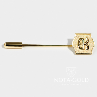 Булавка брошь из желтого золота с личной гравировкой (Вес 5 гр.)