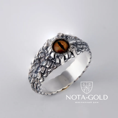 Перстень из платины с камнем Глаз Дракона (Вес 11,8 гр.)