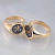 Золотые парные кольца-печатки из красного золота с инициалами и чернением (Вес: 13,5 гр.)
