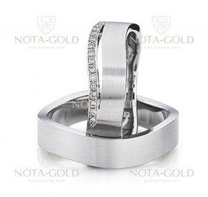 Обручальные кольца с узором и бриллиантами на заказ (Вес пары: 14 гр.)