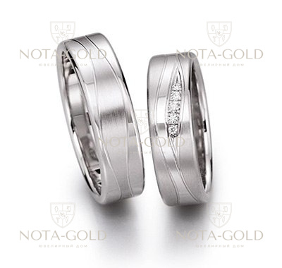 Обручальные кольца из серебра / белого золота на заказ в растительном стиле i695 (Вес пары: 13 гр.)