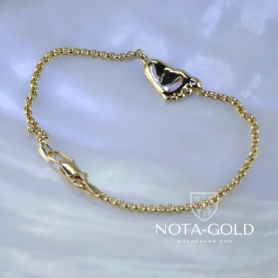 Браслет с ножкой младенца в подарок на выписку из роддома (Вес 4,6 гр.)