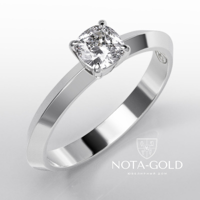 Помолвочное кольцо из белого золота с бриллиантом огранки Кушон  (Вес 2 гр.)