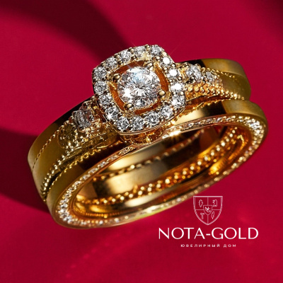 Кольцо Трансформер из желтого золота с выращенными бриллиантами 0,76 ct (Вес 7,5 гр.)