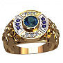 Мужская печатка с рельефным узором, с круглой площадкой, сапфирами и бриллиантами 3123 (Вес: 7 гр.)