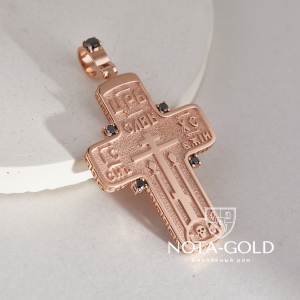 Крест из позолоченного серебра с чёрными бриллиантами (Вес: 17 гр.)
