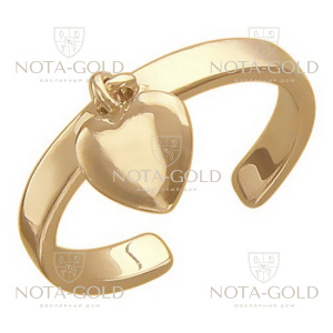 Кольцо на ногу с сердечком из золота на заказ (Вес: 3 гр.)