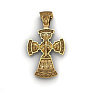 Золотой крест с ликами Святых - Господь Вседержитель, Архангелы Гавриил и Михаил, Иисус Христос, Архиепископы Василий Великий, Иван(Иоанн) Златоуст, Григорий Богослов, Ангел Серафим с молитвой на обороте Богу единому и Кресту животворящему (Вес: 24 гр.)