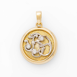 Подвеска из желтого и белого золота с бриллиантами и личной монограммой (Вес 9,6 гр.)