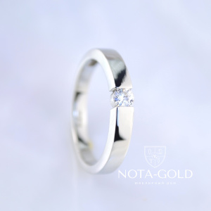 Помолвочное кольцо для предложения из белого золота с бриллиантом (Вес: 3,5 гр.)