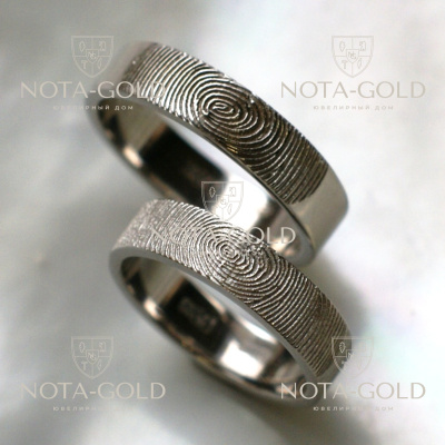 Обручальные кольца с отпечатками пальцев снаружи на заказ i1307 (Вес пары: 14 гр.)