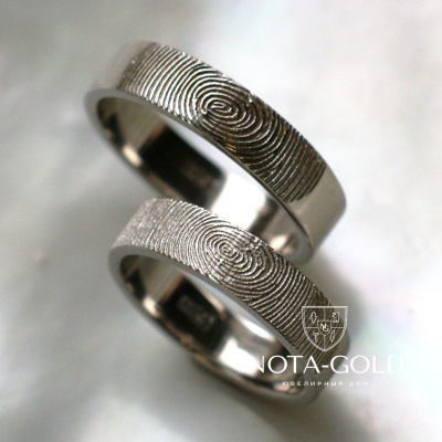 Обручальные кольца с отпечатками пальцев снаружи на заказ i1307 (Вес пары: 14 гр.)