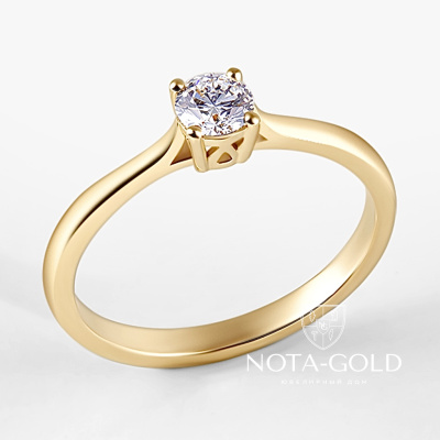 Помолвочное кольцо из желтого золота с бриллиантом (Вес 2,9 гр.)