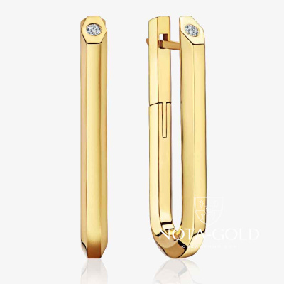 Серьги карандаши длинные из желтого золота с бриллиантами (Вес 9,2 гр.)