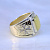 Мужское золотое кольцо-печатка с янтарем, бриллиантами и мальтийским крестом (Вес: 10,5 гр.)