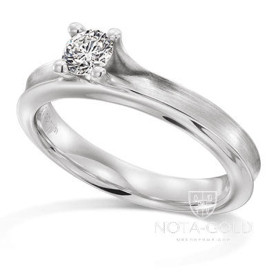 Узкое помолвочное кольцо с вогнутым профилем и бриллиантом 0,1 карат (Вес: 4,5 гр.)