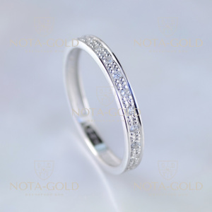 Женское золотое кольцо из белого золота с бриллиантами по окружности (Вес: 2 гр.)