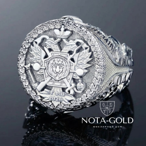 Мужская платиновая печатка перстень с личным гербом и гравировкой (Вес 43 гр. )