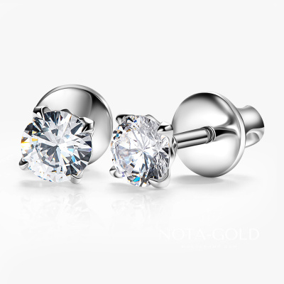 Золотые серьги-пусеты с бриллиантами на заказ (Вес 3 гр.)