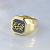 Золотое мужское кольцо-печатка из желтого золота с инициалами и чернением (Вес: 12 гр.)