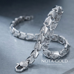 Мужской браслет из платины с бриллиантами (Вес 26 гр.)