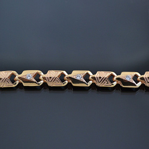 Золотая цепочка плетение Рыбка с бриллиантами и узором (Вес 37,5 гр.)
