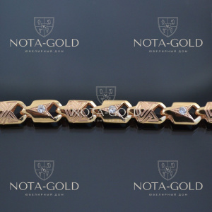 Золотая цепочка плетение Рыбка с бриллиантами и узором (цена за грамм)