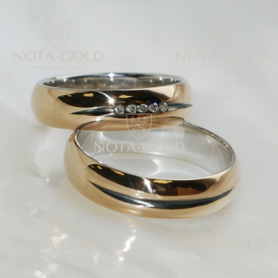 Двухцветные обручальные кольца с чернением на заказ (Вес пары: 10 гр.)