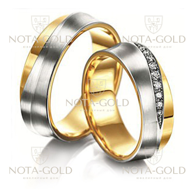 Обручальные кольца изящные с бриллиантами на заказ (Вес пары: 13 гр.)