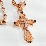 Нательный крестик из красного золота с сапфирами Распятие Иисуса Христа и лик Божья Матерь (Вес: 6 гр.)