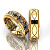 Обручальные кольца Элеганс с бриллиантами, сапфирами и эмалью из жёлтого золота (Вес пары: 12,5 гр.)